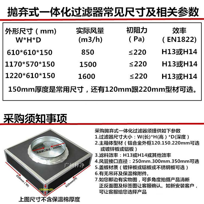 拋棄式一體化高效送風(fēng)口尺寸